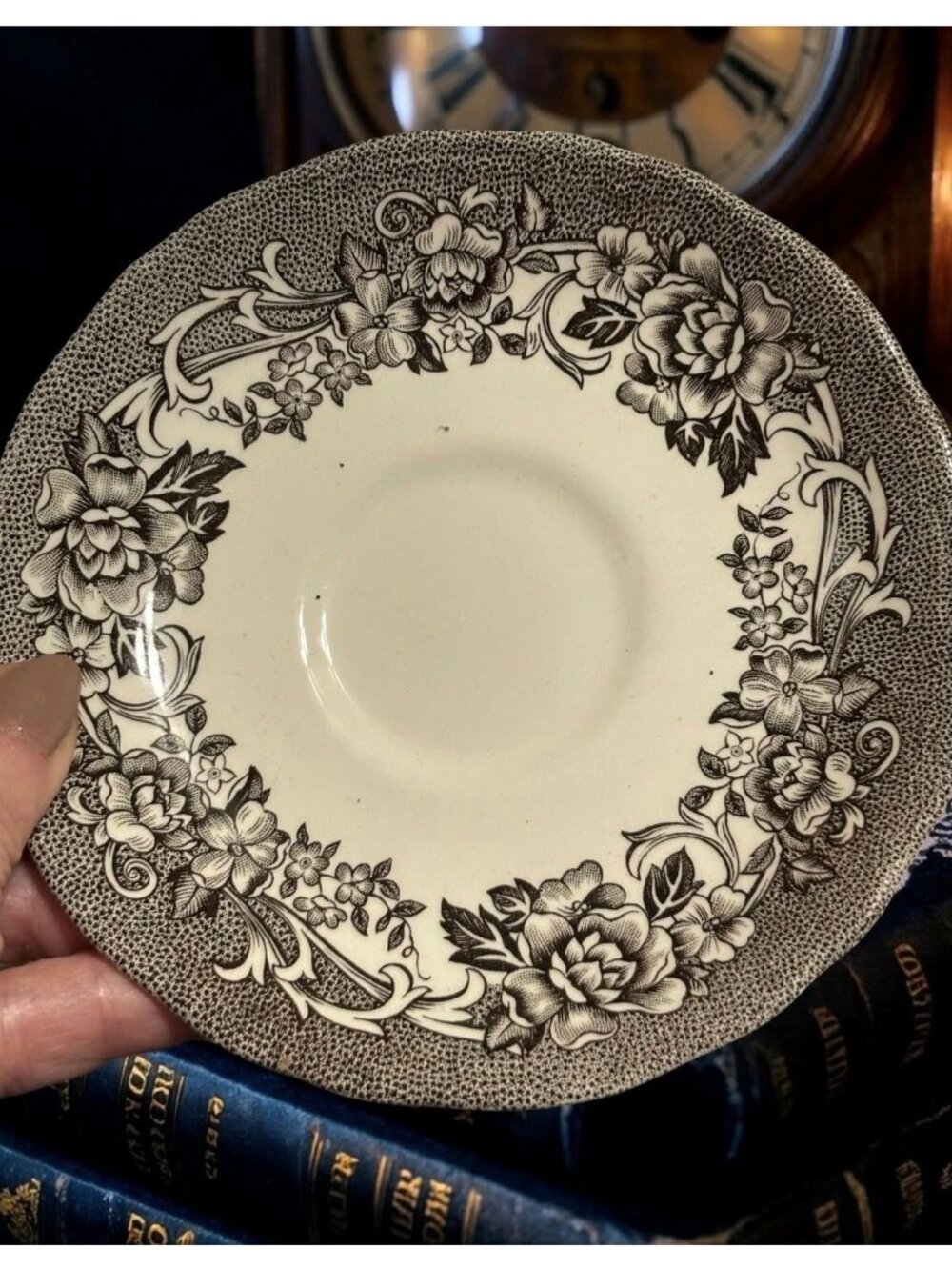 Antique J&G Meakin Stratford Stage Transferware Teacup & Saucer | Black Stafford - Picture 5 of 7